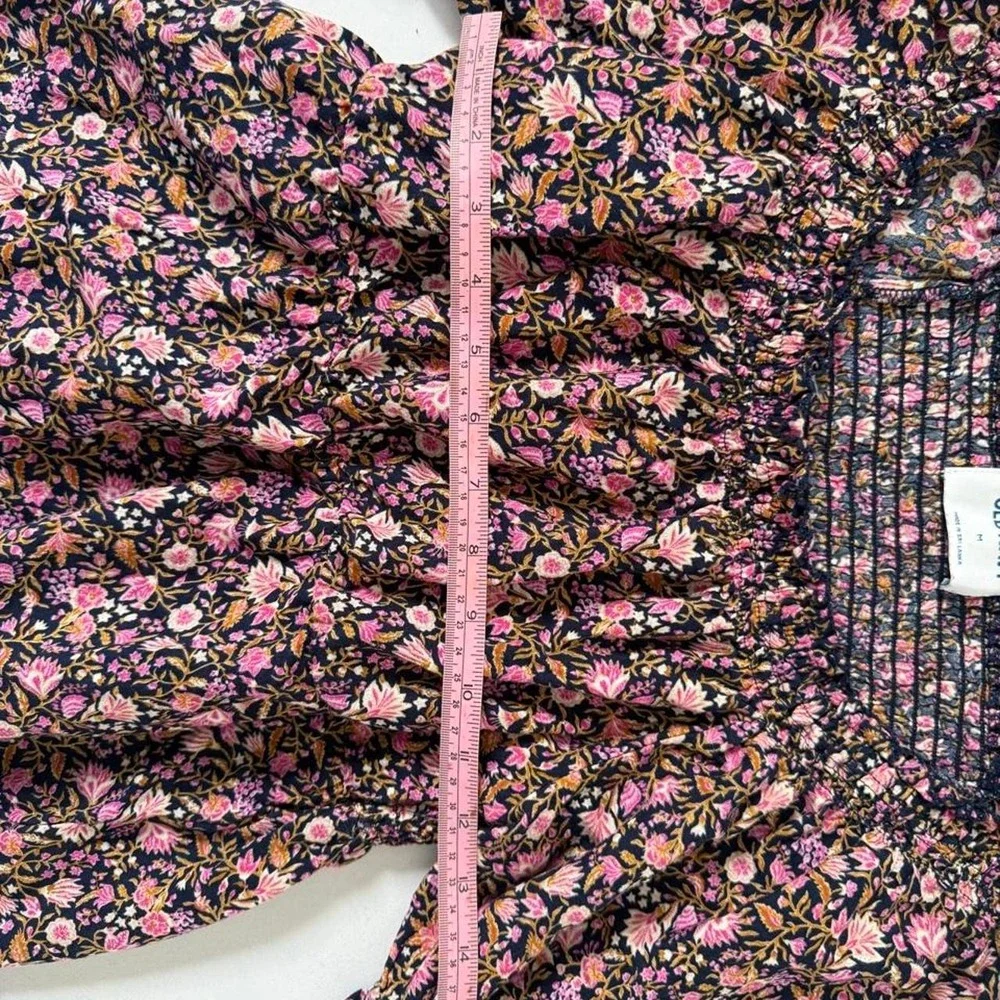 Old Navy Floral Smocked Puff Sleeve Blouse Cottagecore Romantic Boho Top